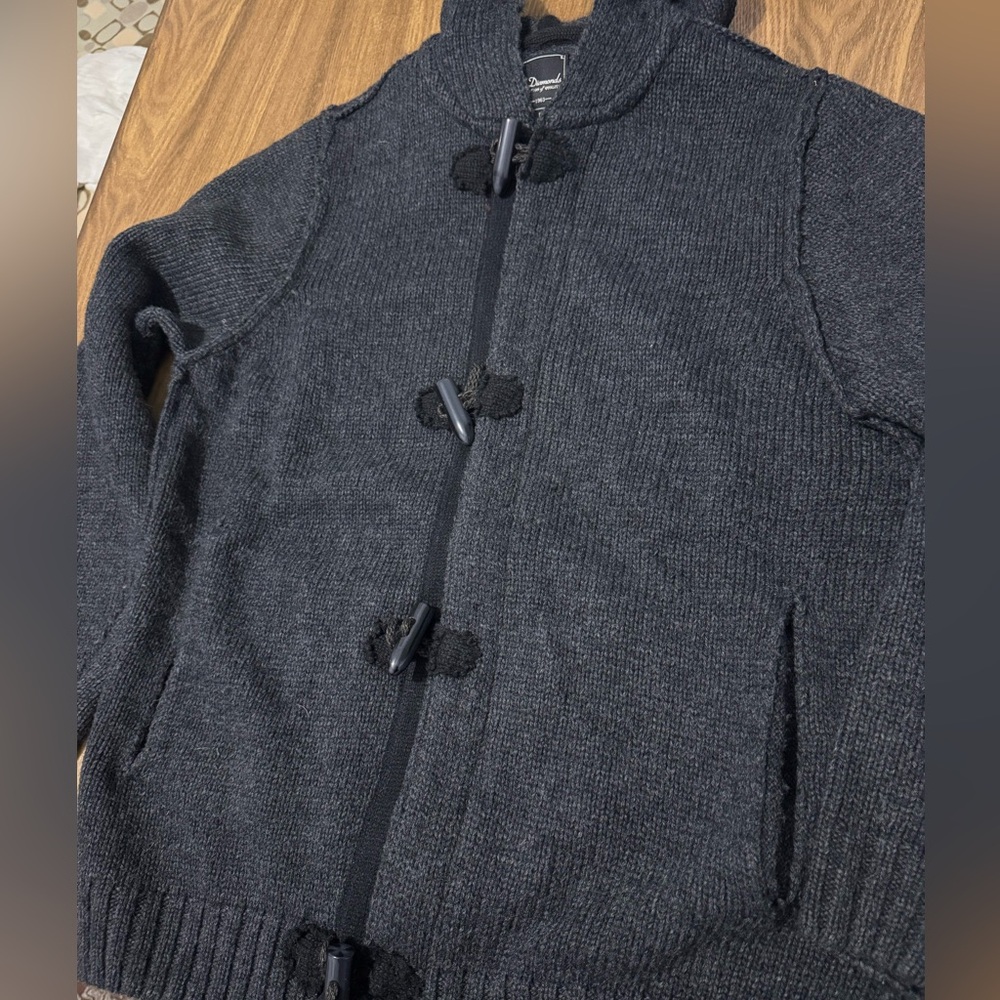 7 Diamonds Charcoal Heavy Wool Blend Sweater With Hood